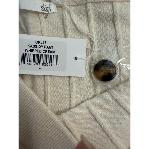 Skin Worldwide Kassidy Pant Women's L Whipped Cream Button Wide Leg Lounge Knit - Picture 5 of 9